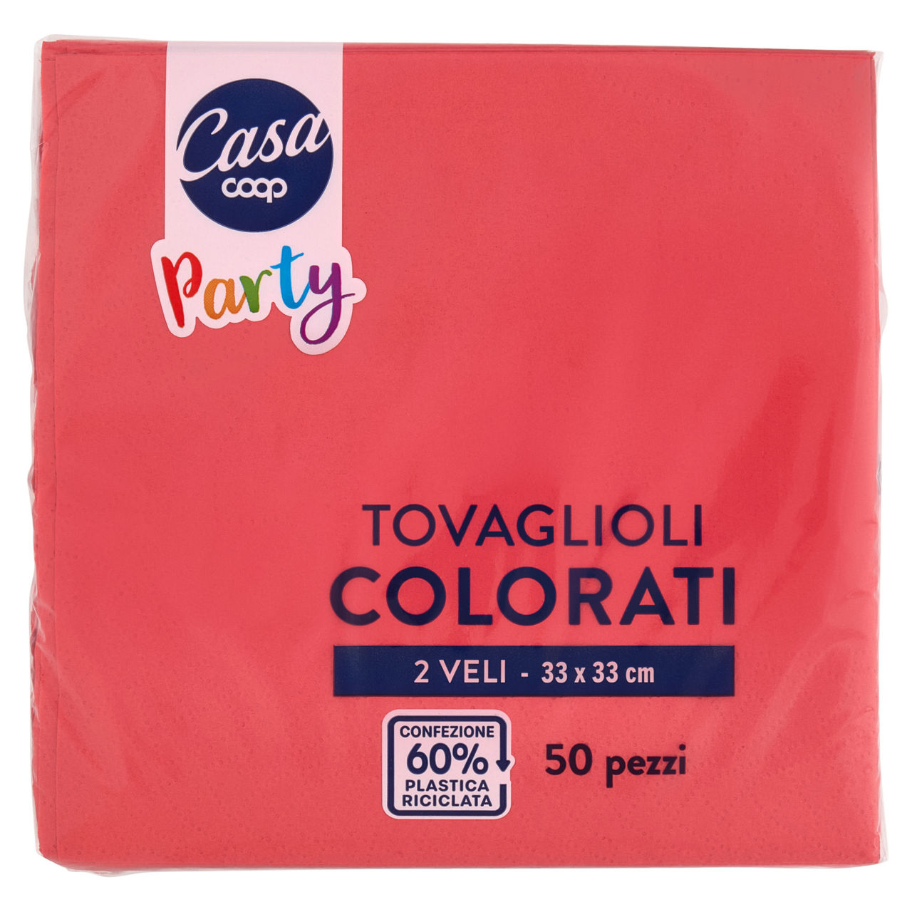 Tovaglioli rossi coop casa 2veli 33x33cm fsc pz 50 - Immagine 01