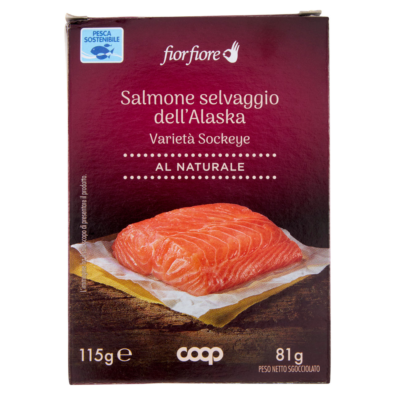 Filetti di salmone selvaggio dell'Alaska varietà Sockeye al naturale 81 gr