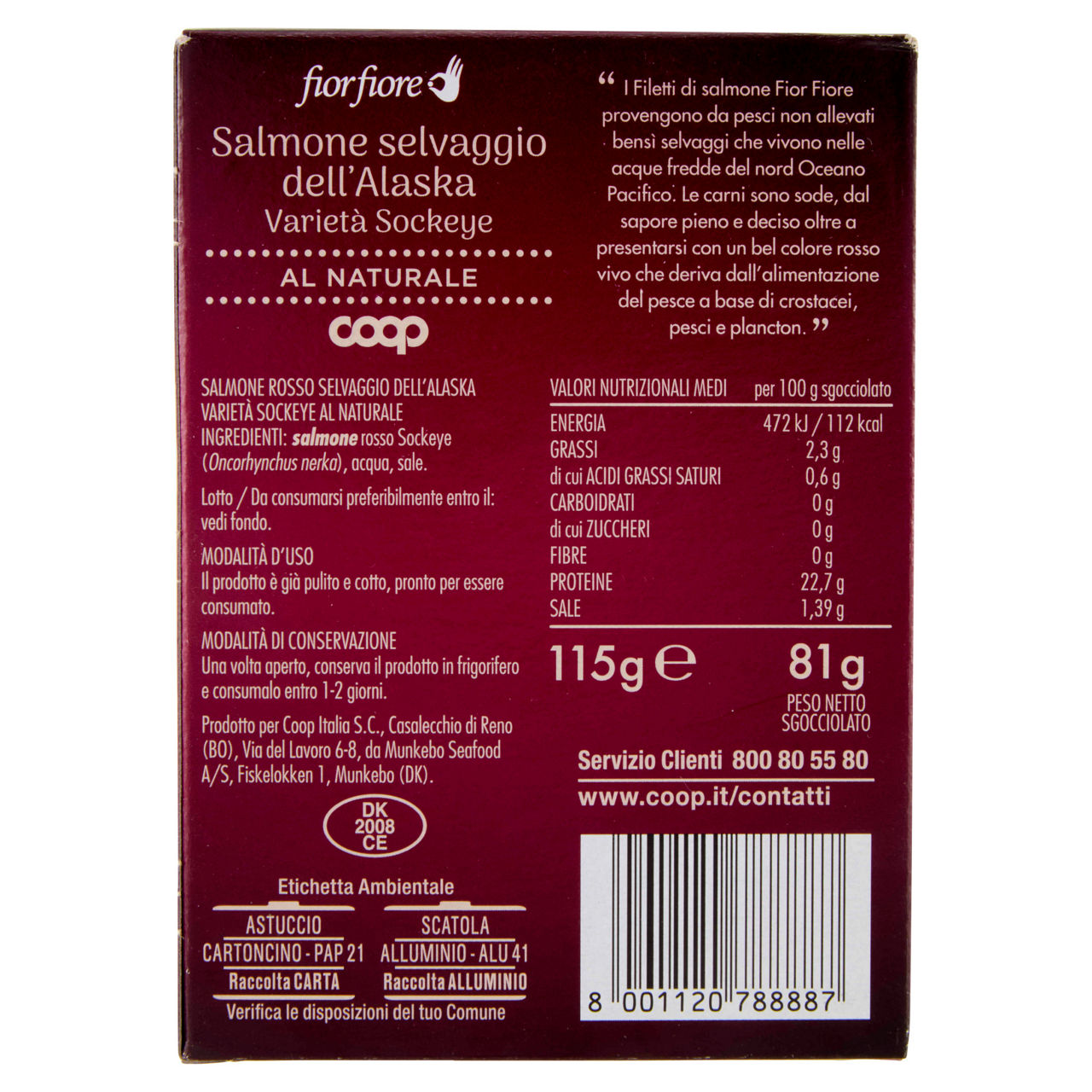 Filetti di salmone selvaggio dell'Alaska varietà Sockeye al naturale 81 gr - Immagine 31