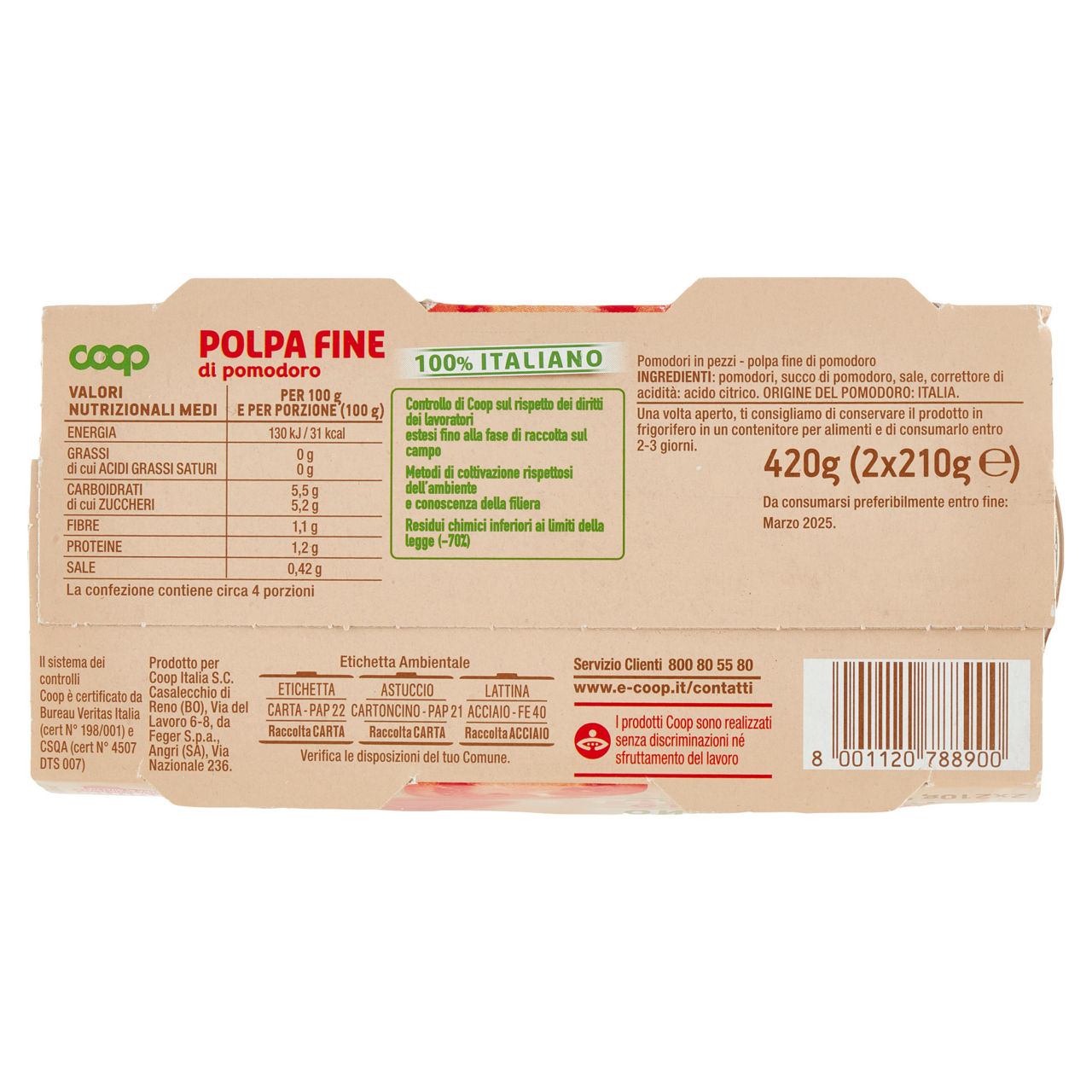 Polpa fine origine coop lattina cluster 2x210 g - Immagine 111