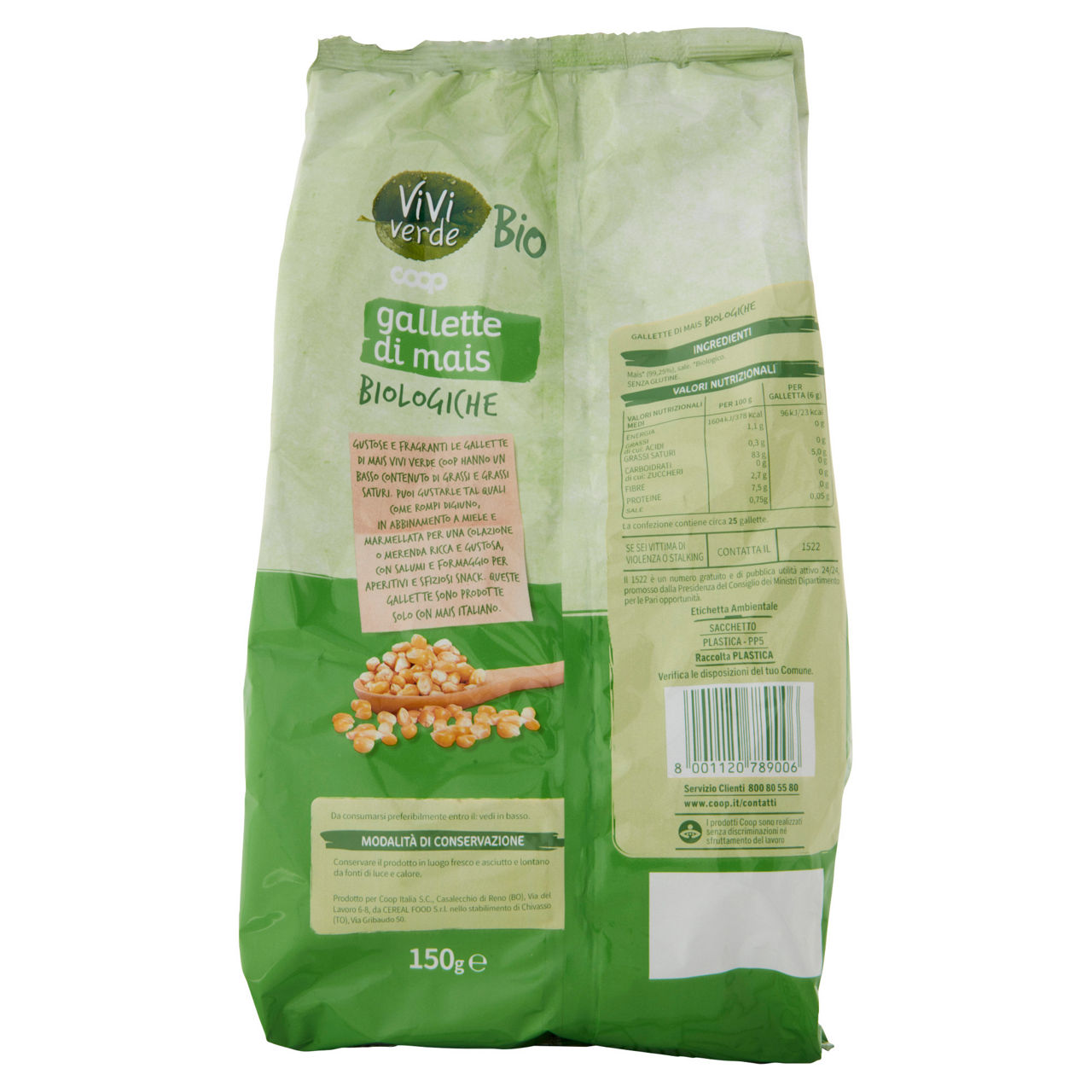 Gallette di mais biologiche vivi verde 150 g - Immagine 101