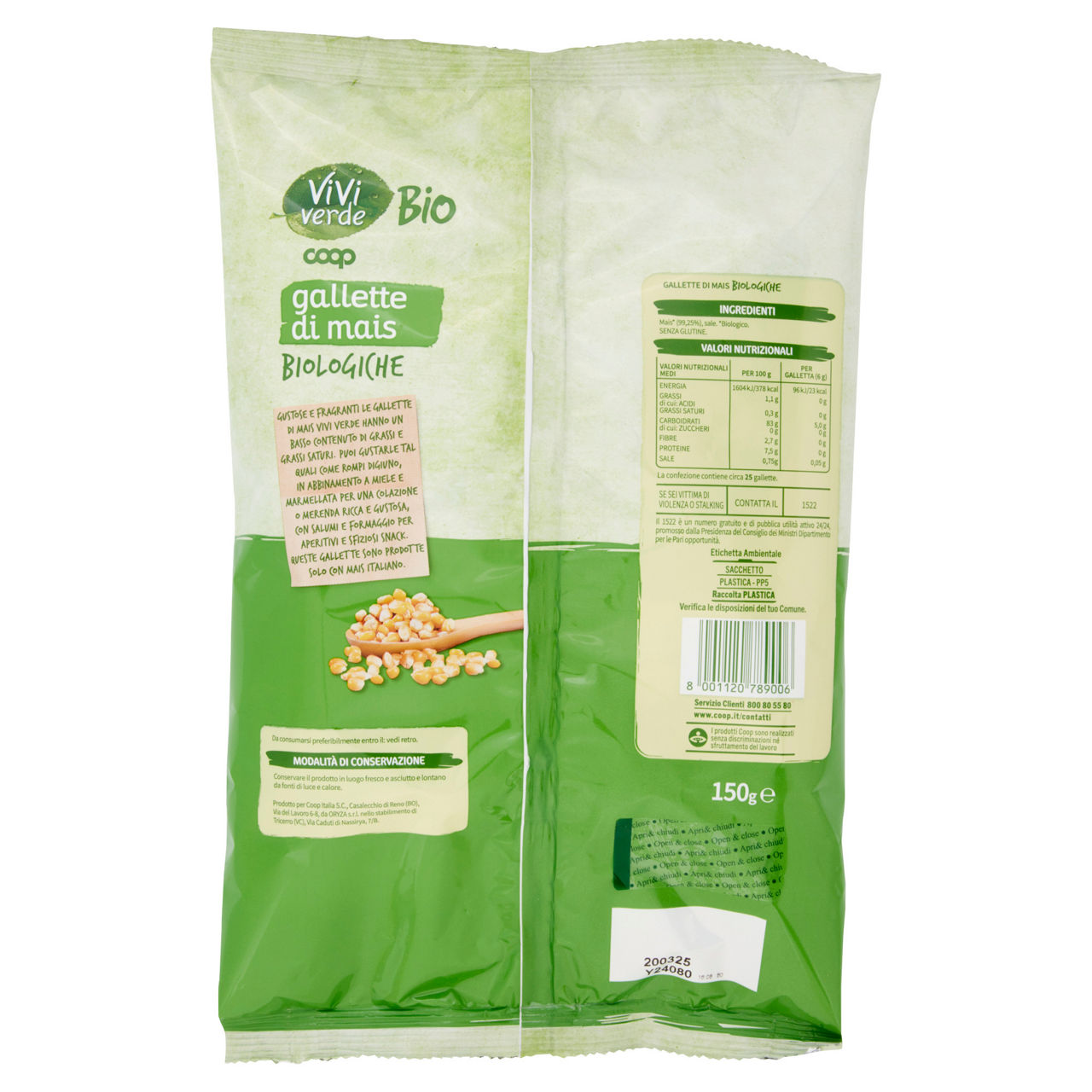 Gallette di mais biologiche vivi verde 150 g - Immagine 111