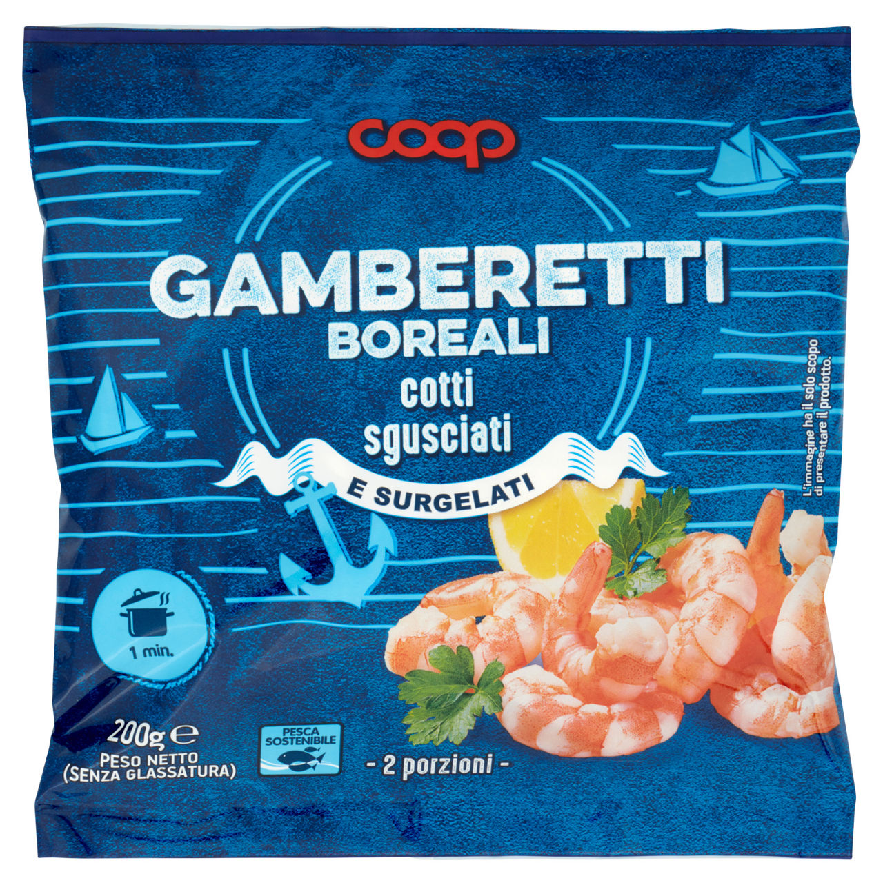 Gamberetti boreali cotti sgusciati e surgelati 200 gr