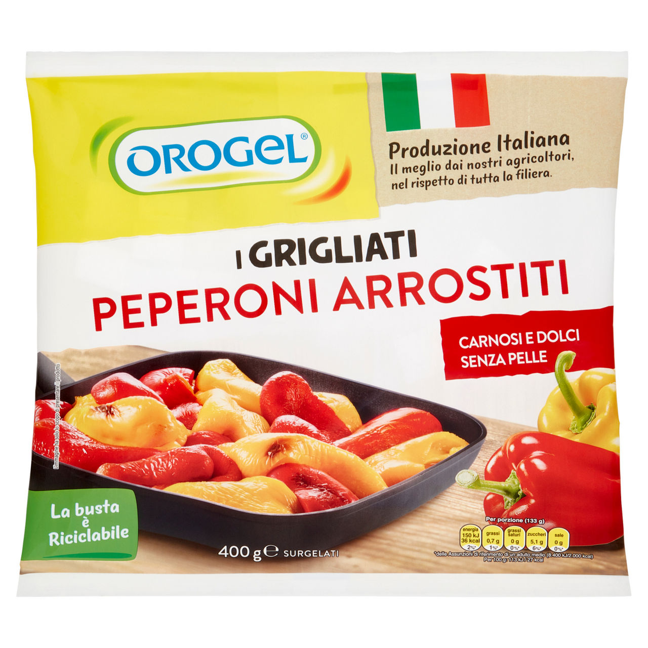 Peperoni arrostiti senza pelle surgelati 400 gr - Immagine 01