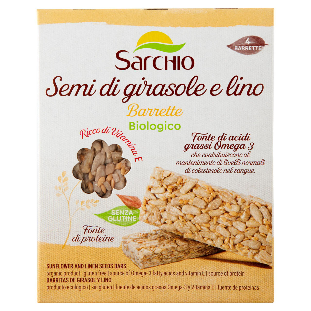 Barrette semi di girasole e lino senza glutine bio 4 pz x 20 gr