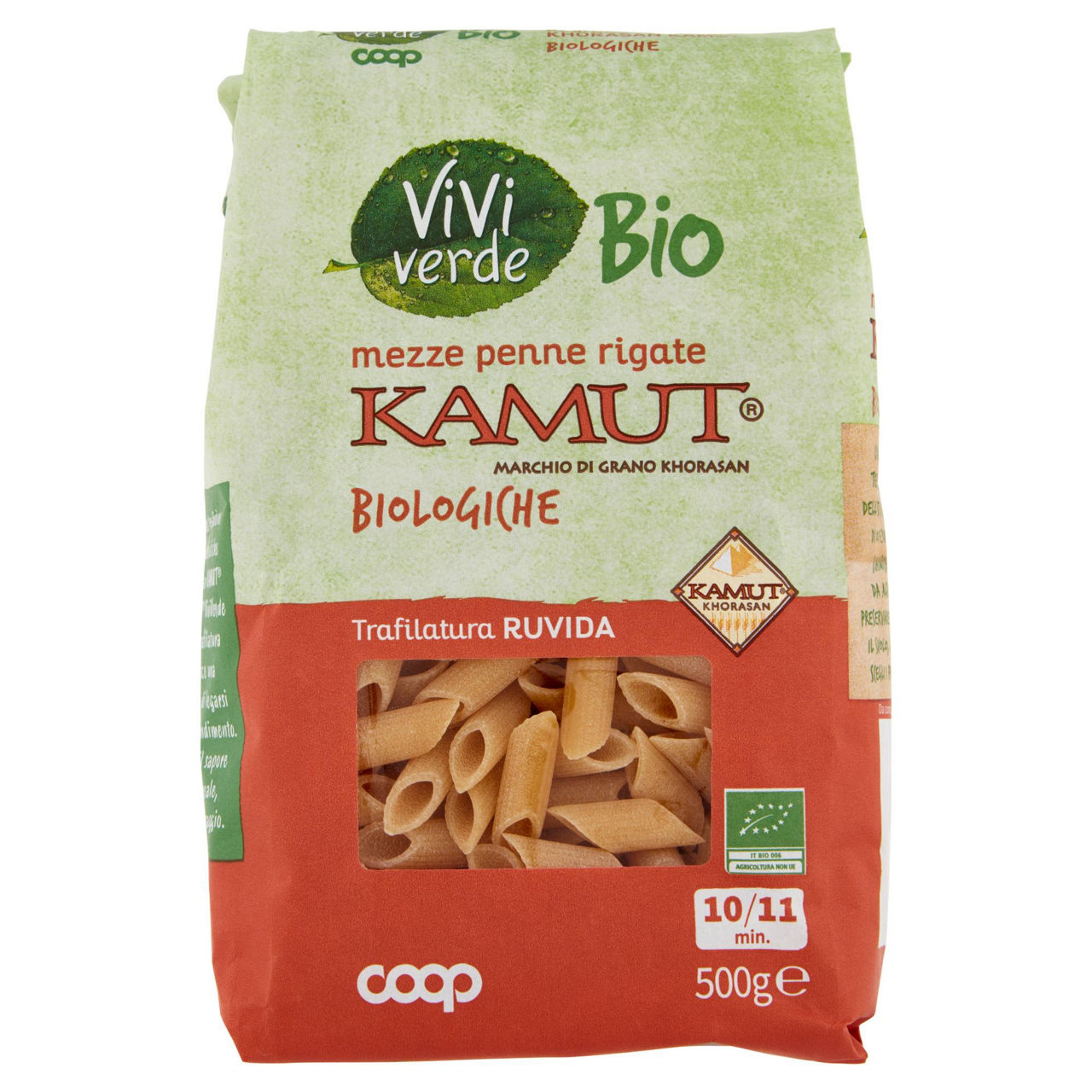 Mezze penne kamut biologiche vivi verde 500 g - Immagine 01