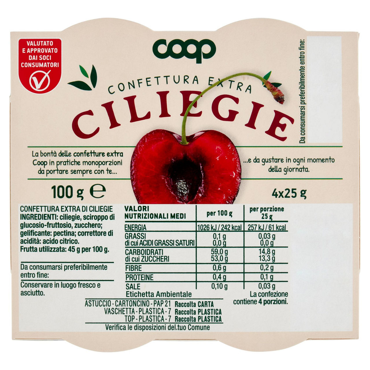 Confetture extra di ciliegie coop - cluster 4x25g - Immagine 01