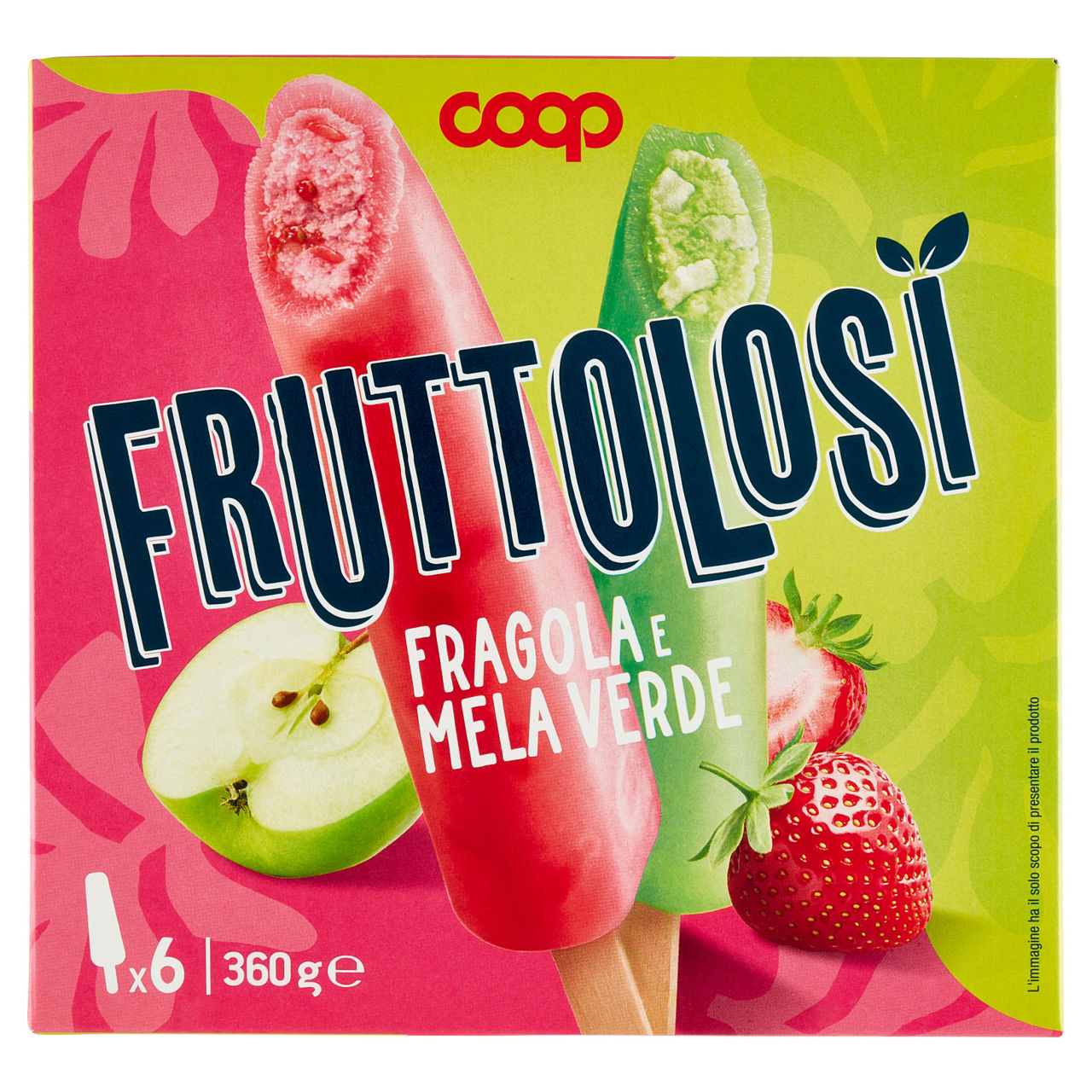 Ghiaccioli fruttolosi fragola e mela verde 6 pz 360 gr