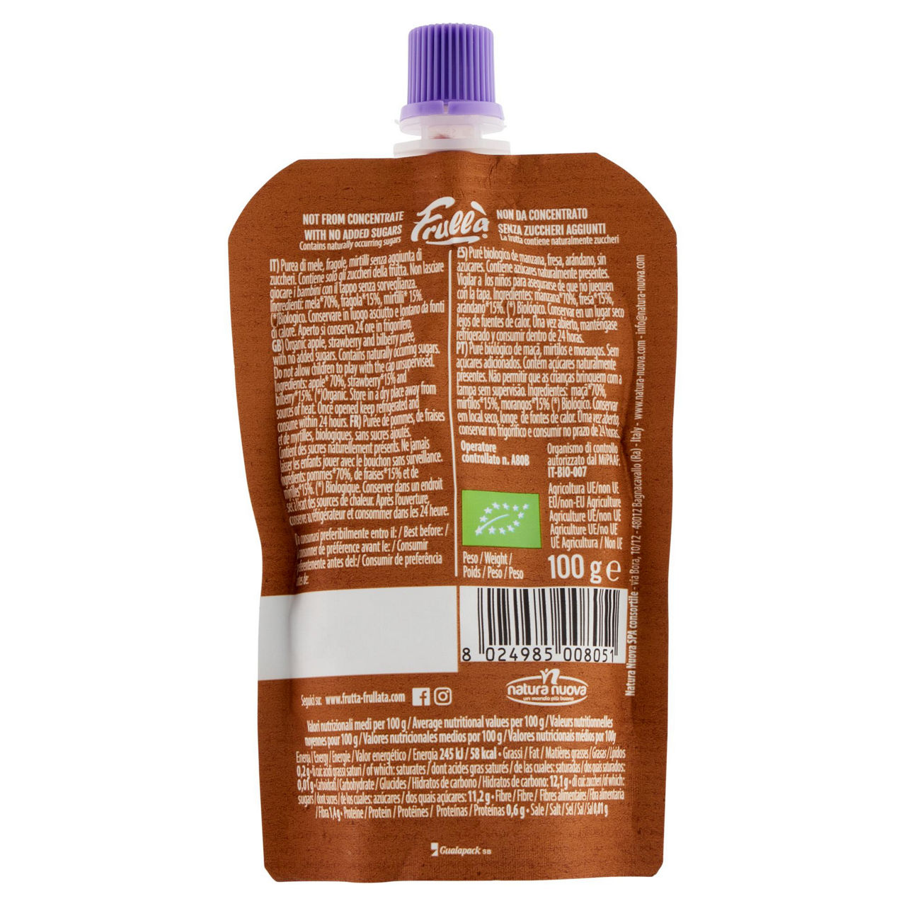 Polpa di frutta bio mela e frutti rossi 100 gr - Immagine 11