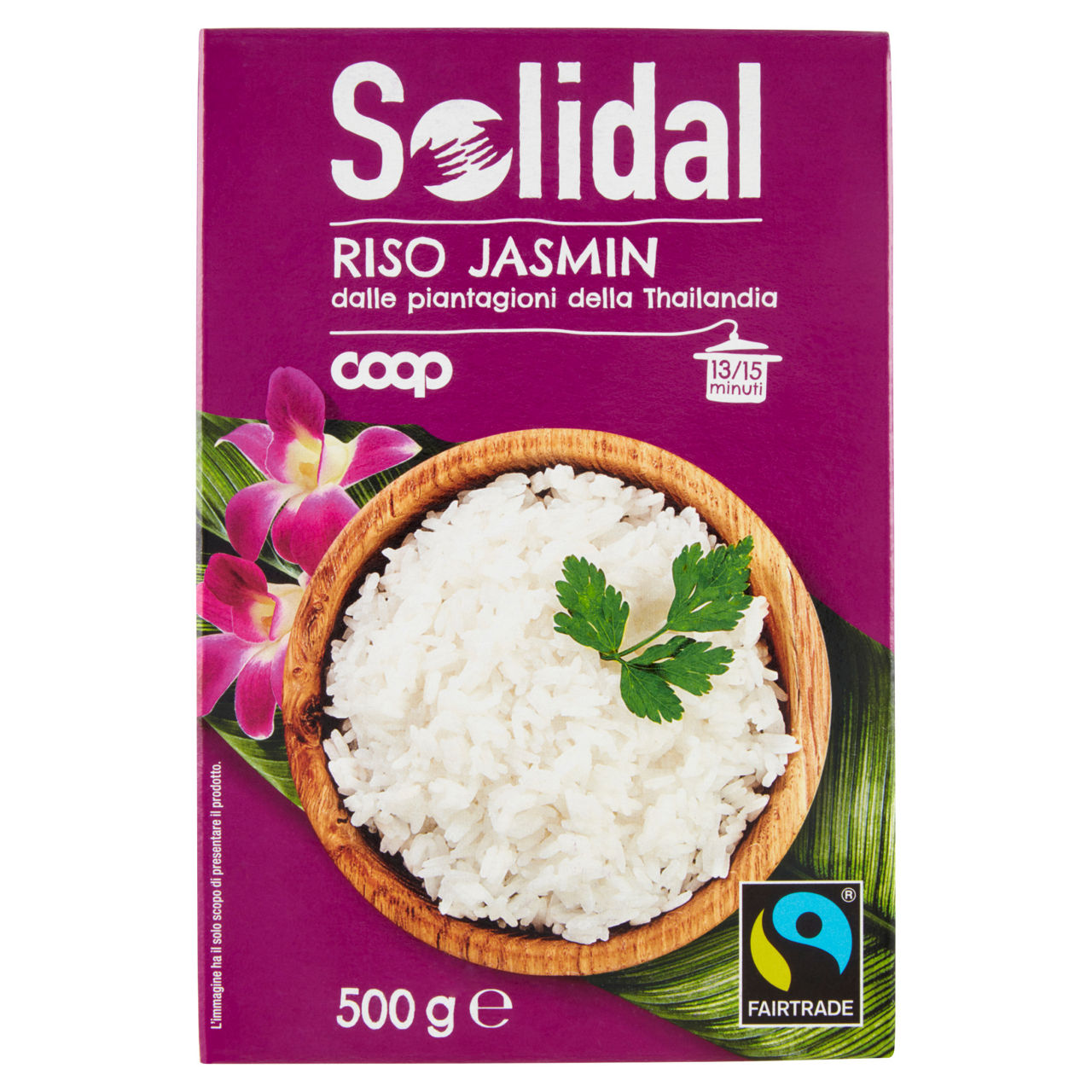 Riso fino jasmin solidal coop sottovuoto scatola g500