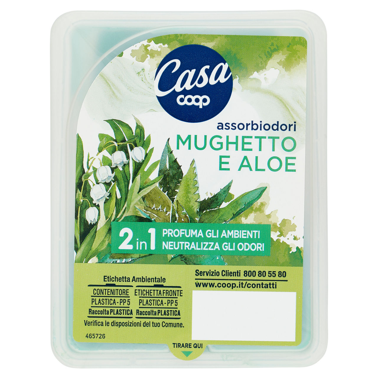 Deodorante ambiente coop 2in1 assorbiodori gel mughetto & aloe scatola gr.150