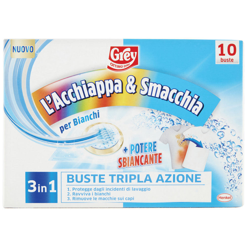 Buste bucato 3 in 1 tripla azione l'Acchiappa e Smacchia per bianchi 10 pz - Immagine 01