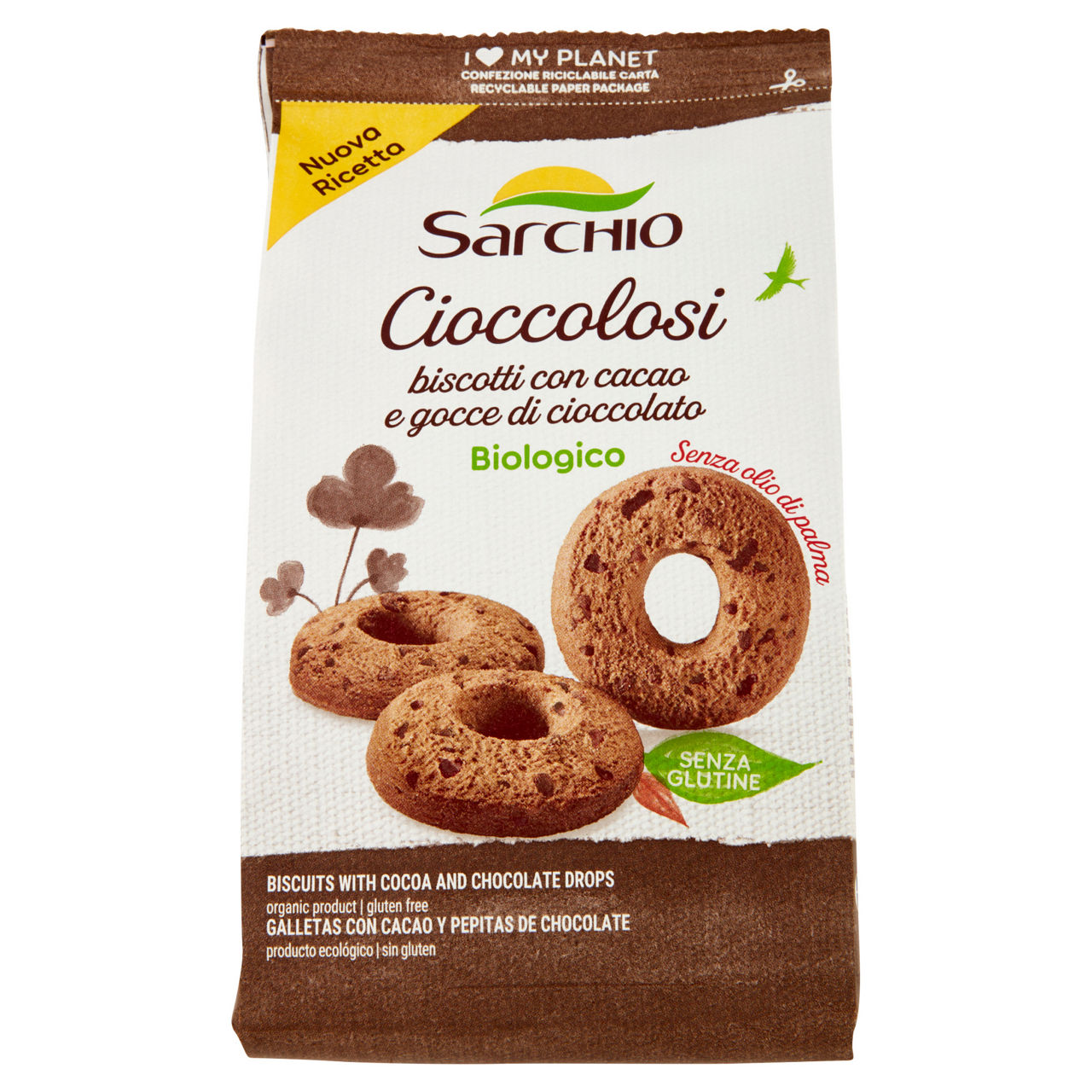 Biscotti Cioccolosi con gocce di cioccolato fondente bio senza glutine 200 gr - Immagine 01