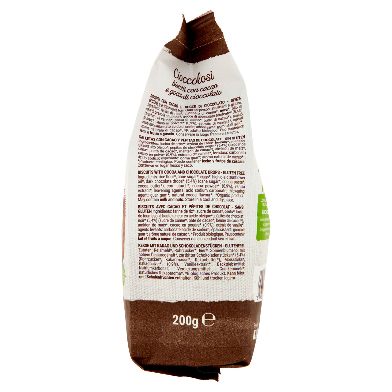 Biscotti Cioccolosi con gocce di cioccolato fondente bio senza glutine 200 gr - Immagine 21