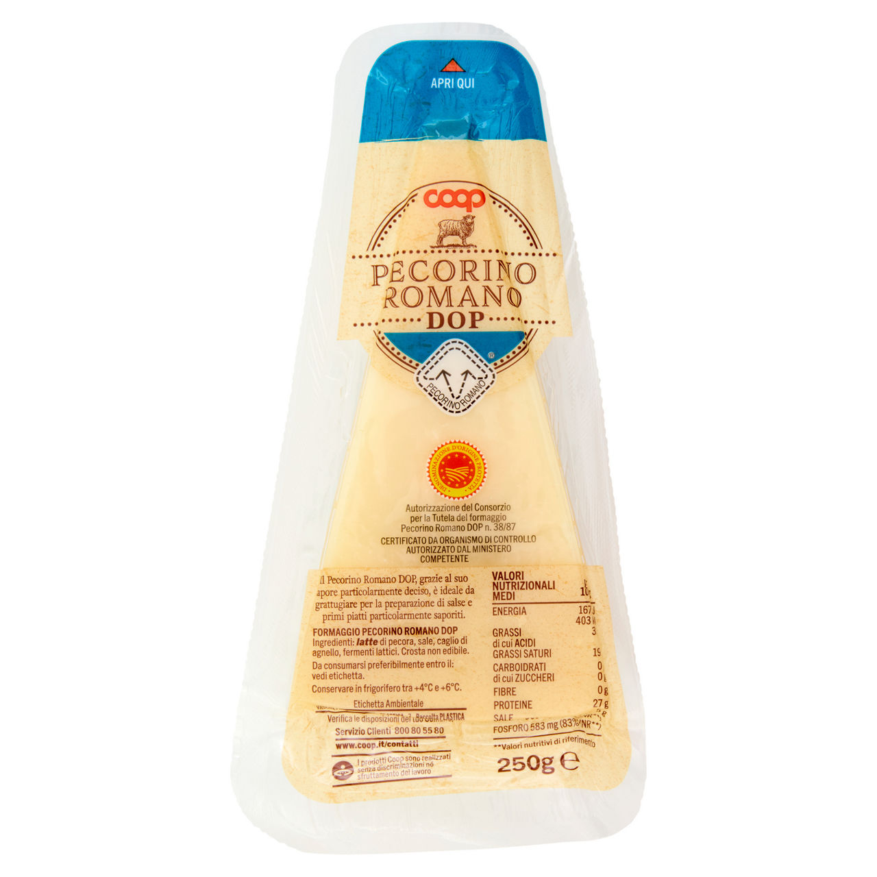 Formaggio Pecorino Romano DOP 250 gr - Immagine 01