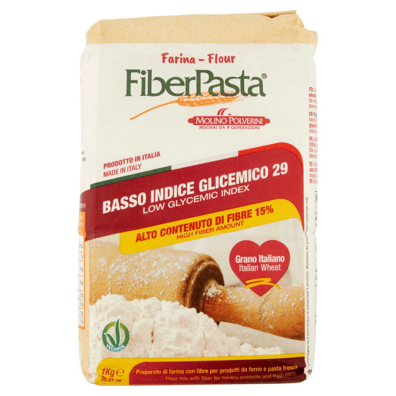 Farina fiberpasta 15% di fibra sacchetto  kg 1 - Immagine 01
