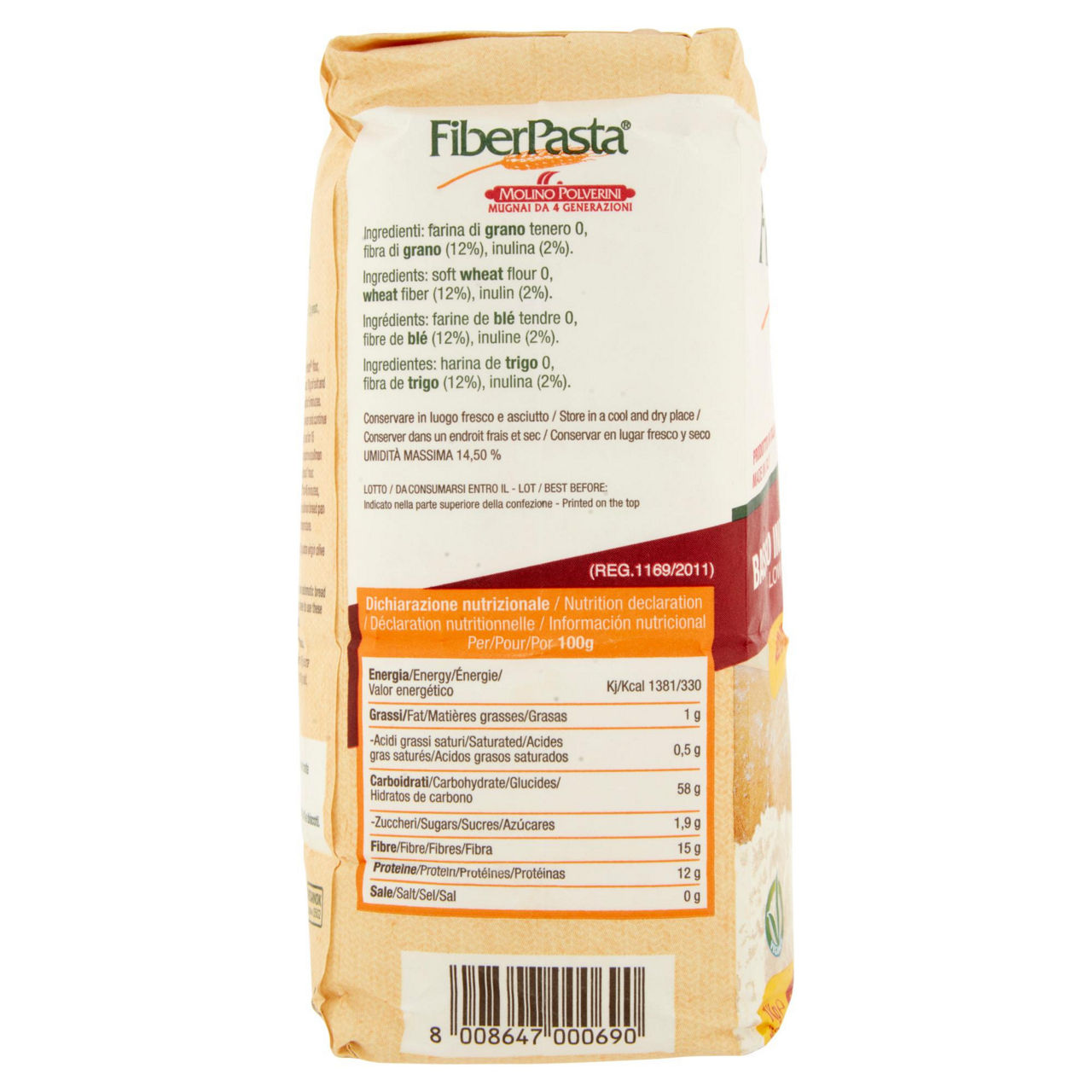 Farina fiberpasta 15% di fibra sacchetto  kg 1 - Immagine 11