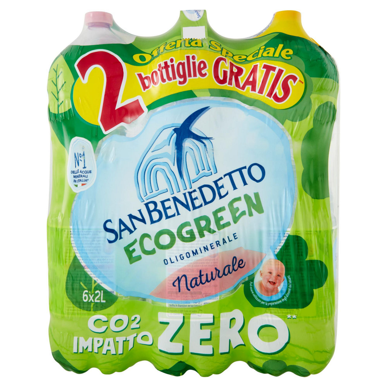 Acqua minerale naturale 2 lt x 4 + 2 pz omaggio - Immagine 01