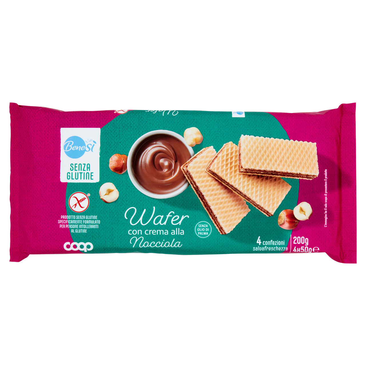 Wafer con crema alla nocciola senza glutine 200 gr