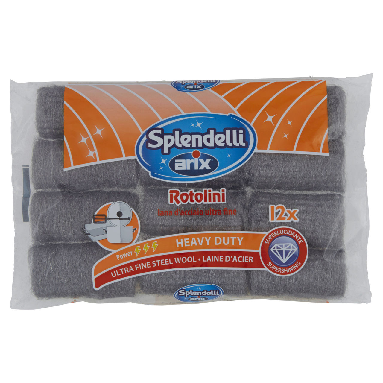 Rotolini lana d'acciaio ultra fine 12 pz