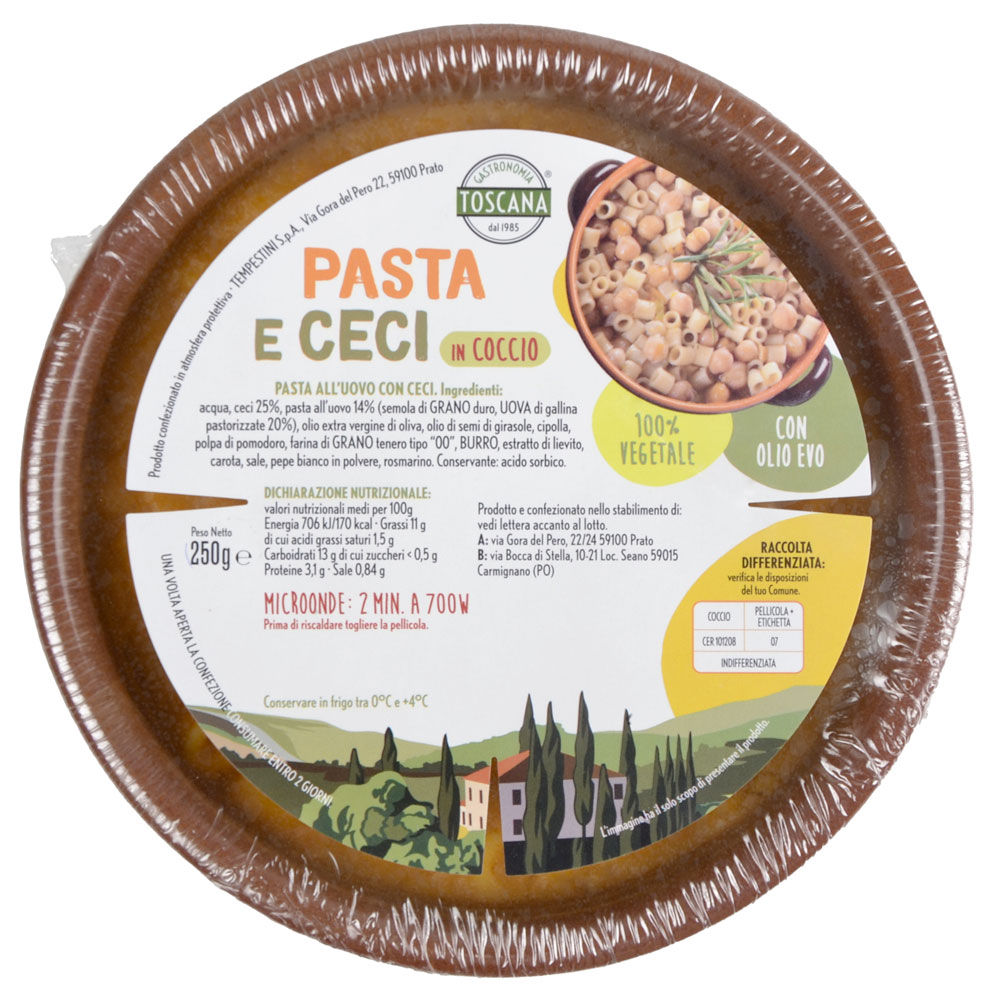 Pasta e ceci in coccio pasta all'uovo 250 gr