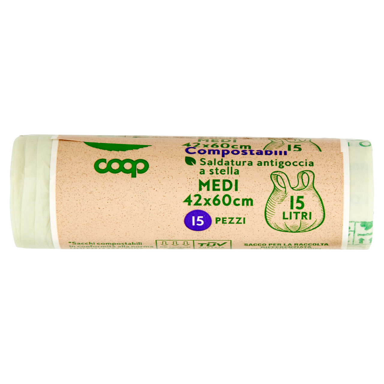 Sacchi per rifiuti umidi con maniglia biodegradabili medi 42x60 cm 15 pz - Immagine 41