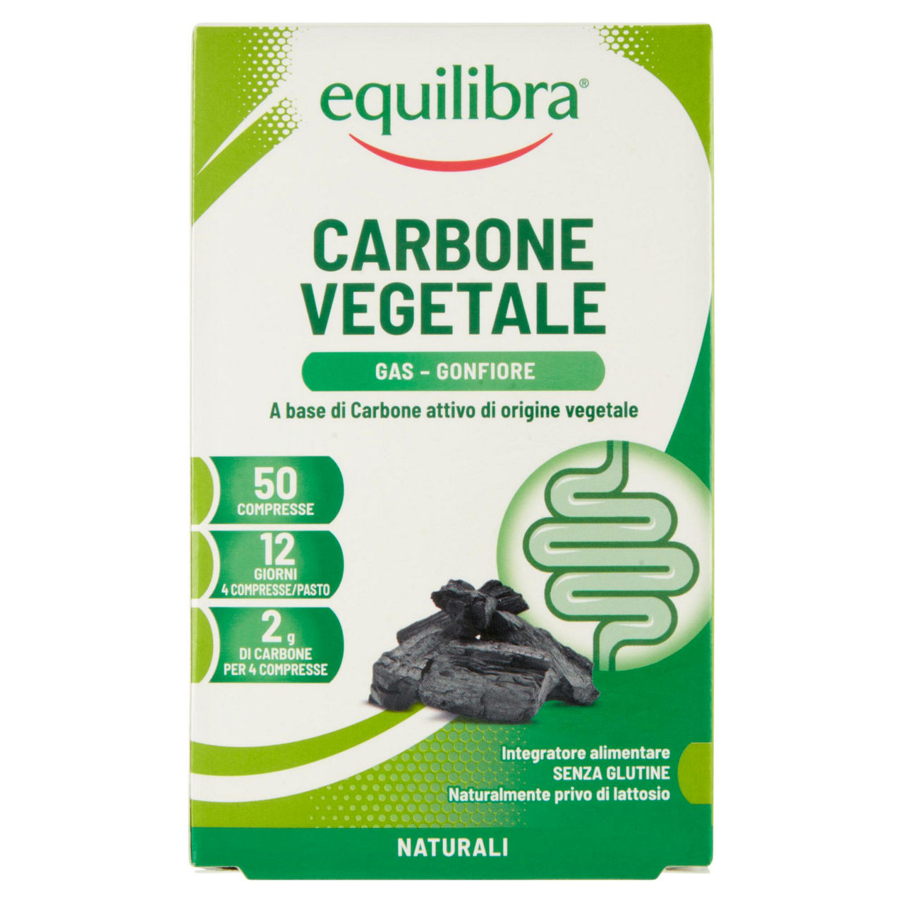 Integratore alimentare Carbone Vegetale gas e gonfiore 50 compresse