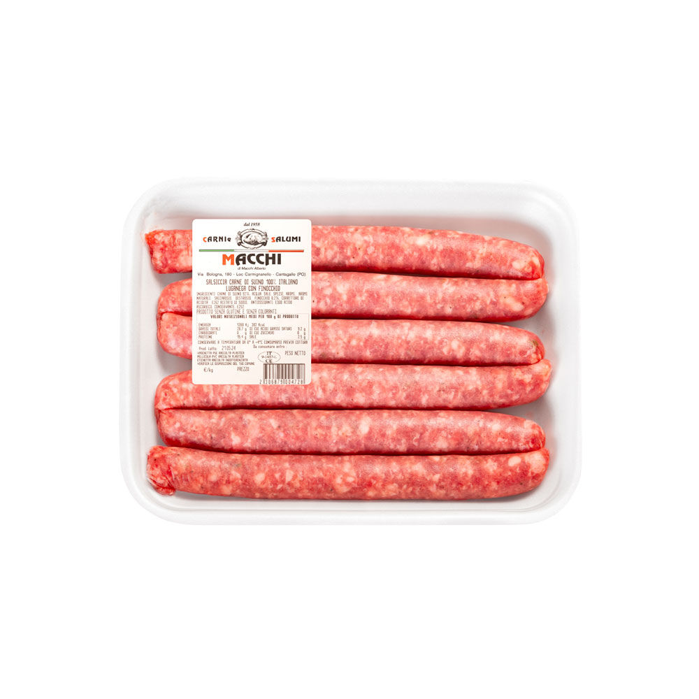 Salsiccia Luganega di suino con finocchio