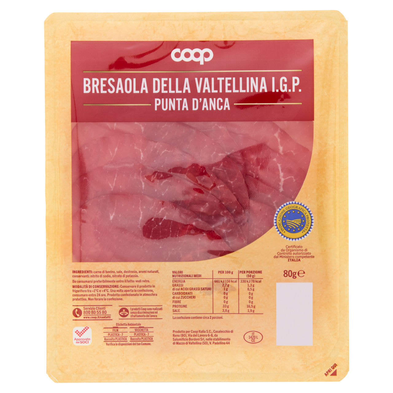 Bresaola della Valtellina IGP Punta d'Anca affettata 80 gr - Immagine 11