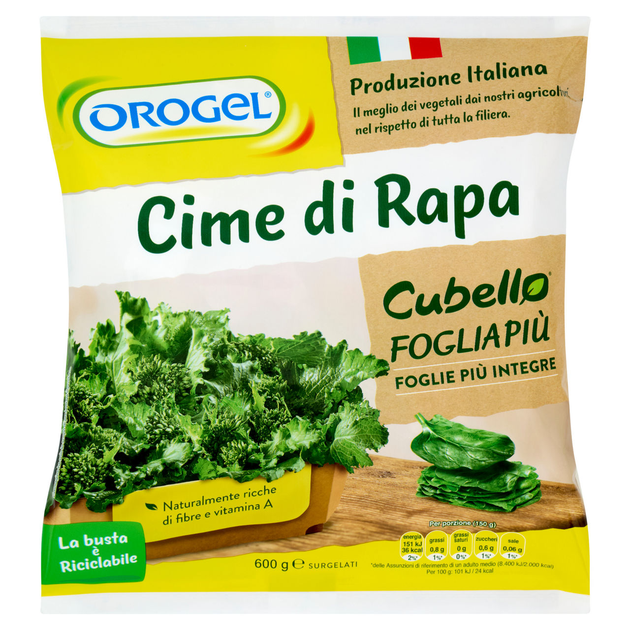 Cime di rapa surgelate a cubetti 600 gr - Immagine 01