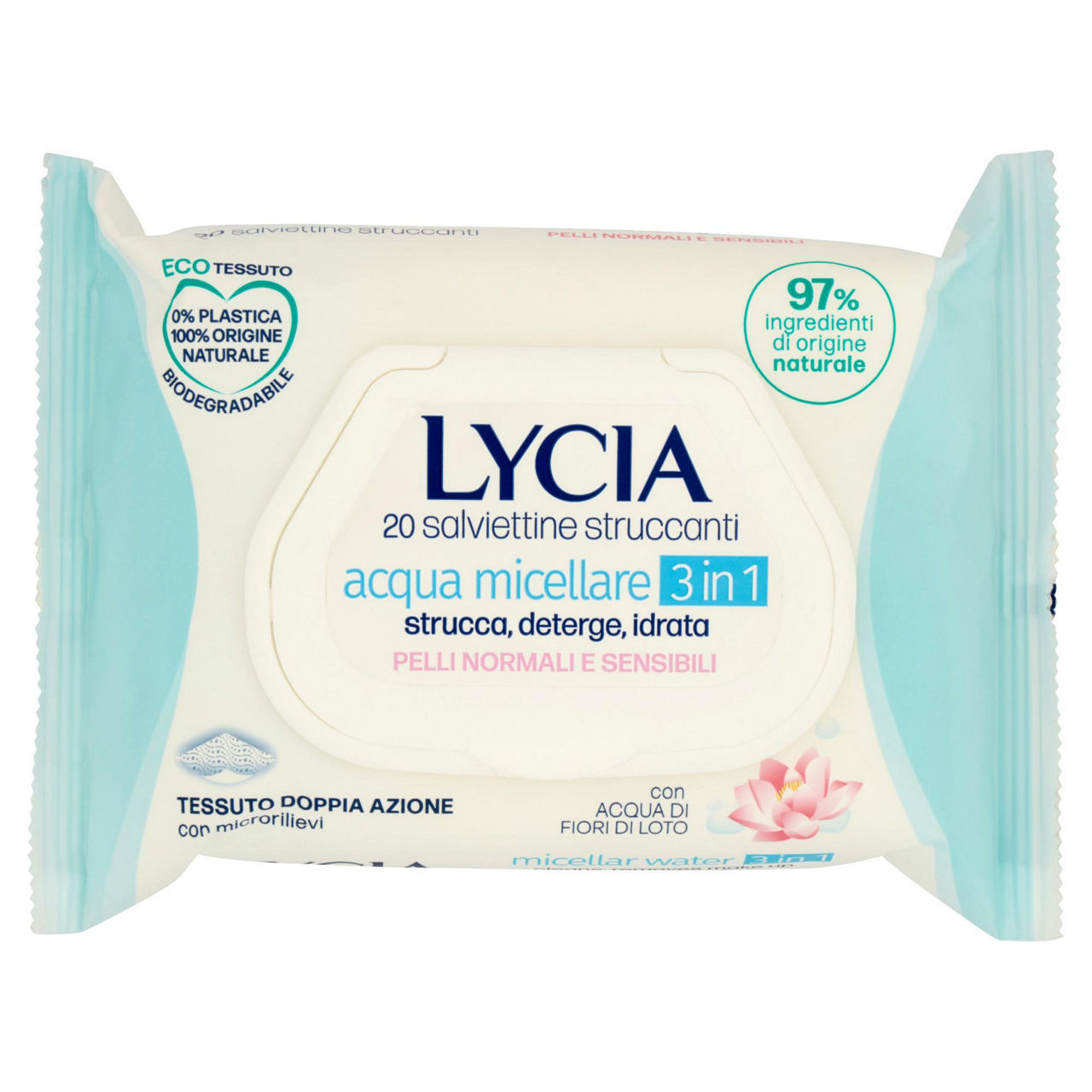 Salviettine struccanti lycia all'acqua micellare pz.20