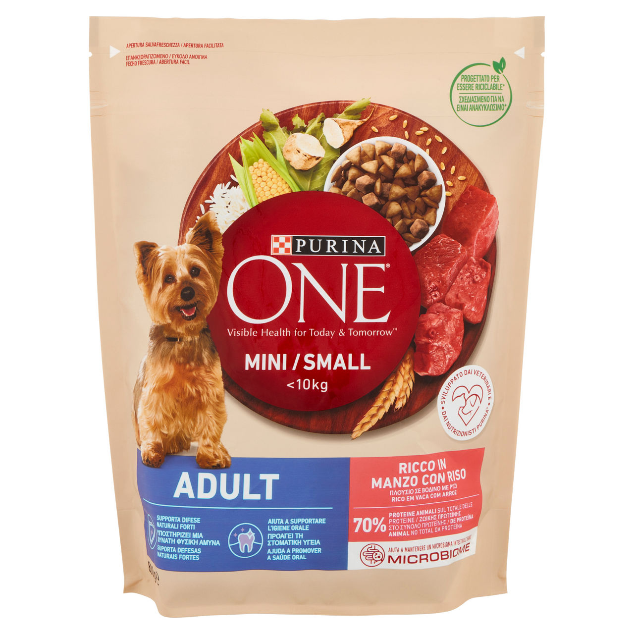 Crocchette per cani mini adult manzo con riso 800 gr