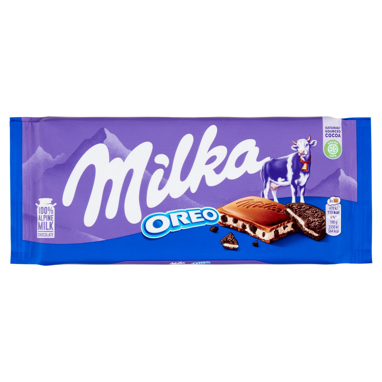 Tavoletta di cioccolato al latte con ripieno di crema oreo 100 gr