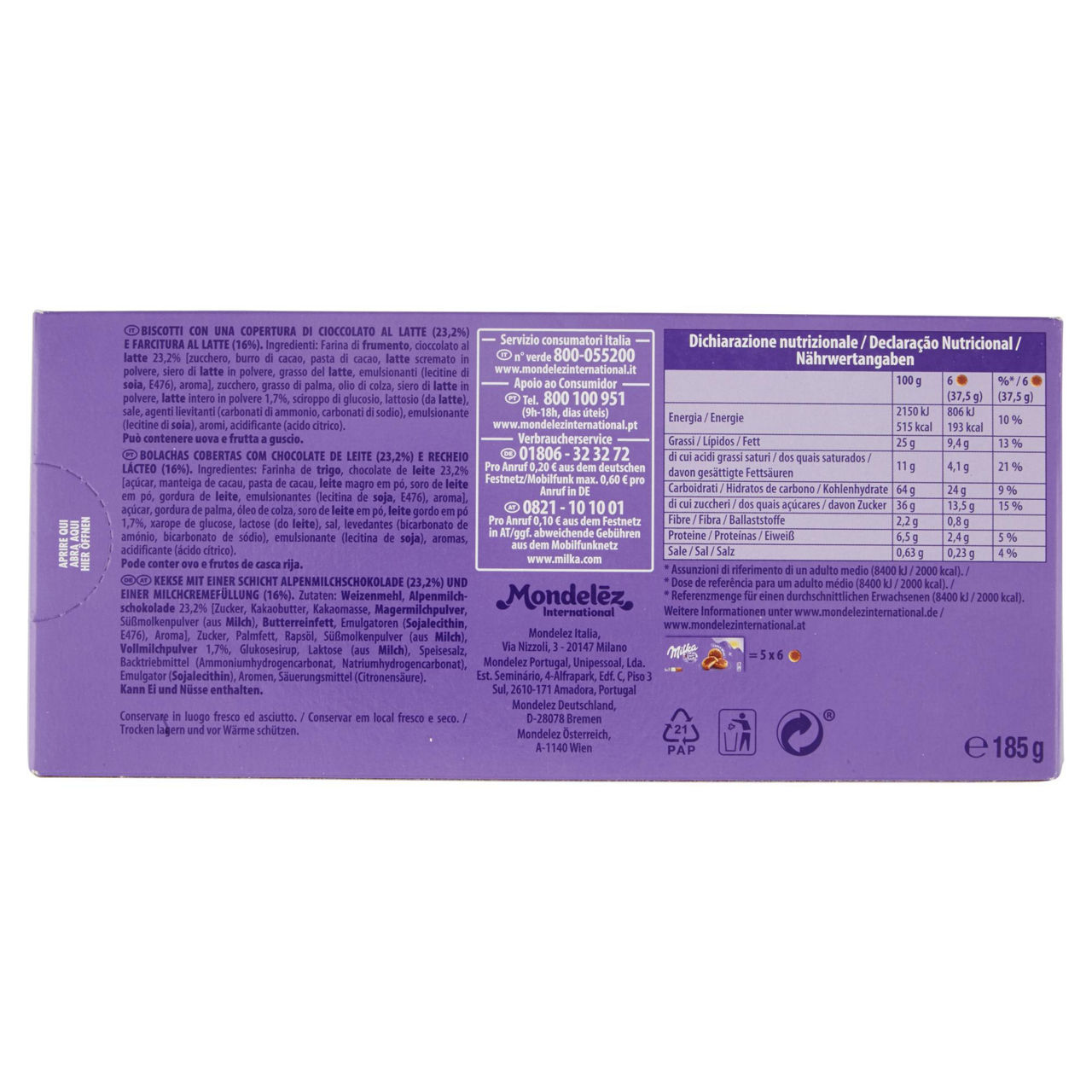 Biscotti ricoperti da cioccolato al latte e farcitura al latte 185 gr - Immagine 51