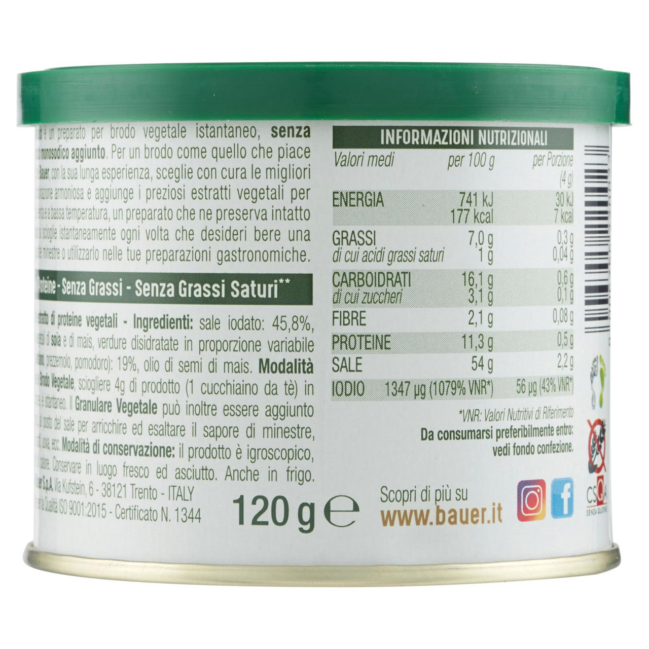Vegetalbrodo preparato per brodo granulare istantaneo bauer 120gr - Immagine 41
