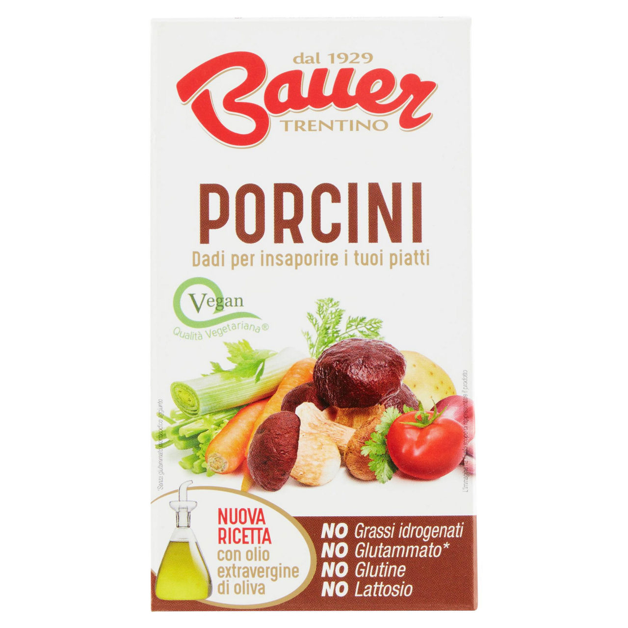 Dado per brodo ai funghi porcini s/glutammato 6 pz bauer 60g