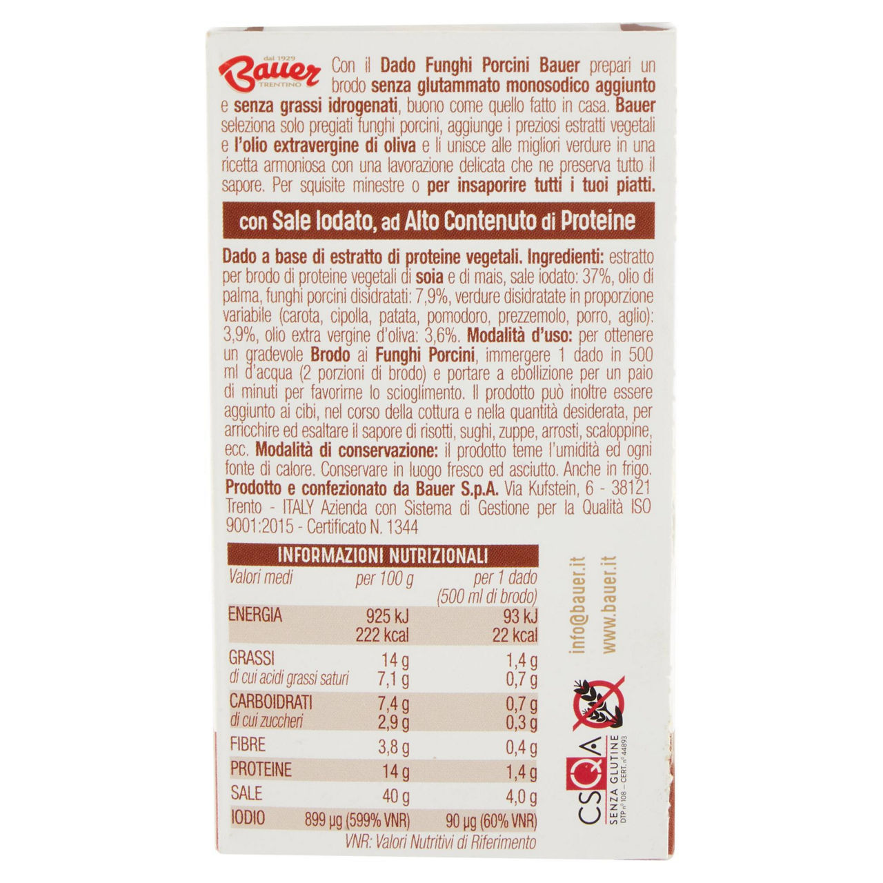 Dado per brodo ai funghi porcini s/glutammato 6 pz bauer 60g - Immagine 11