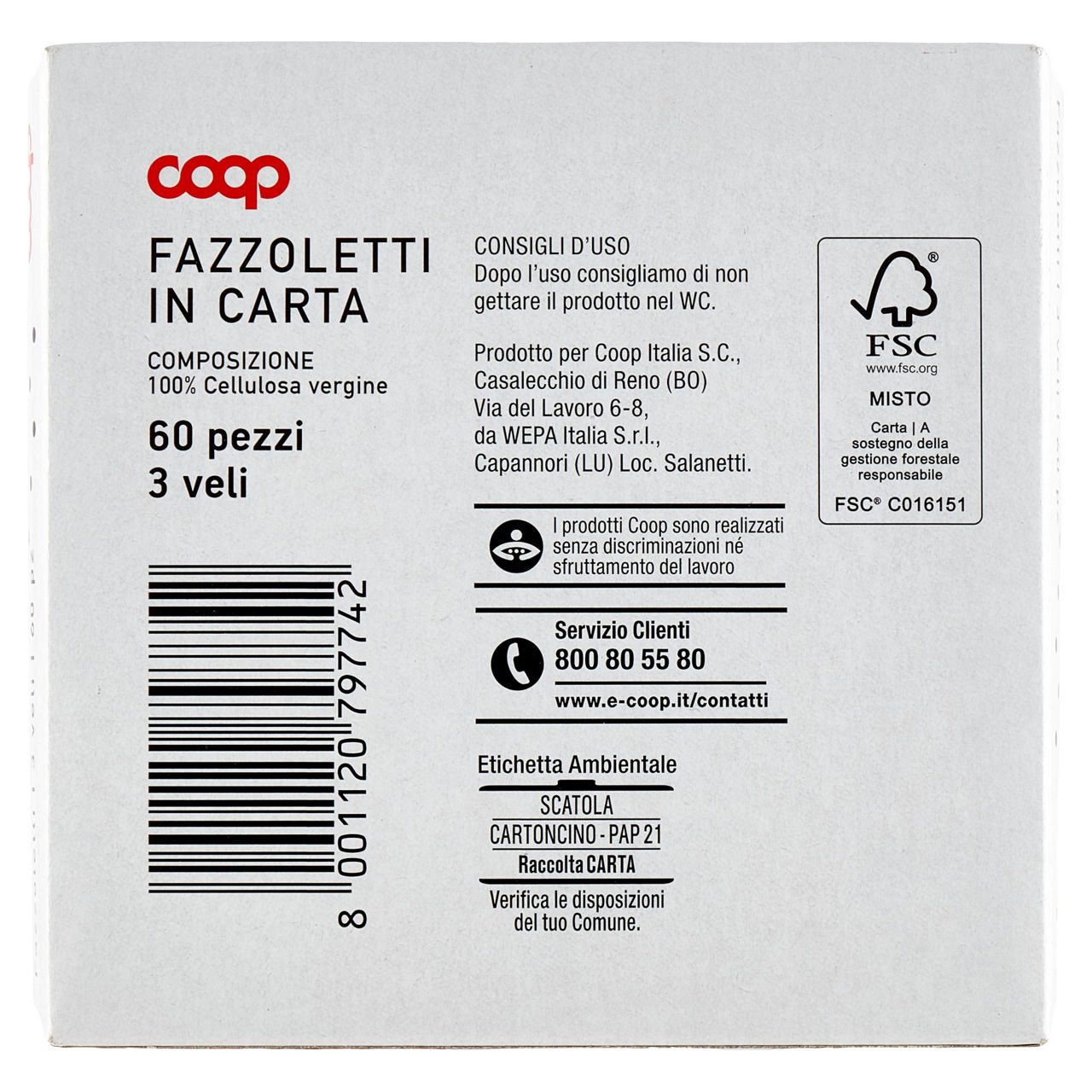 Fazzoletti di carta coop fsc 3 veli x60pz cubo scatola pz 1 - Immagine 21