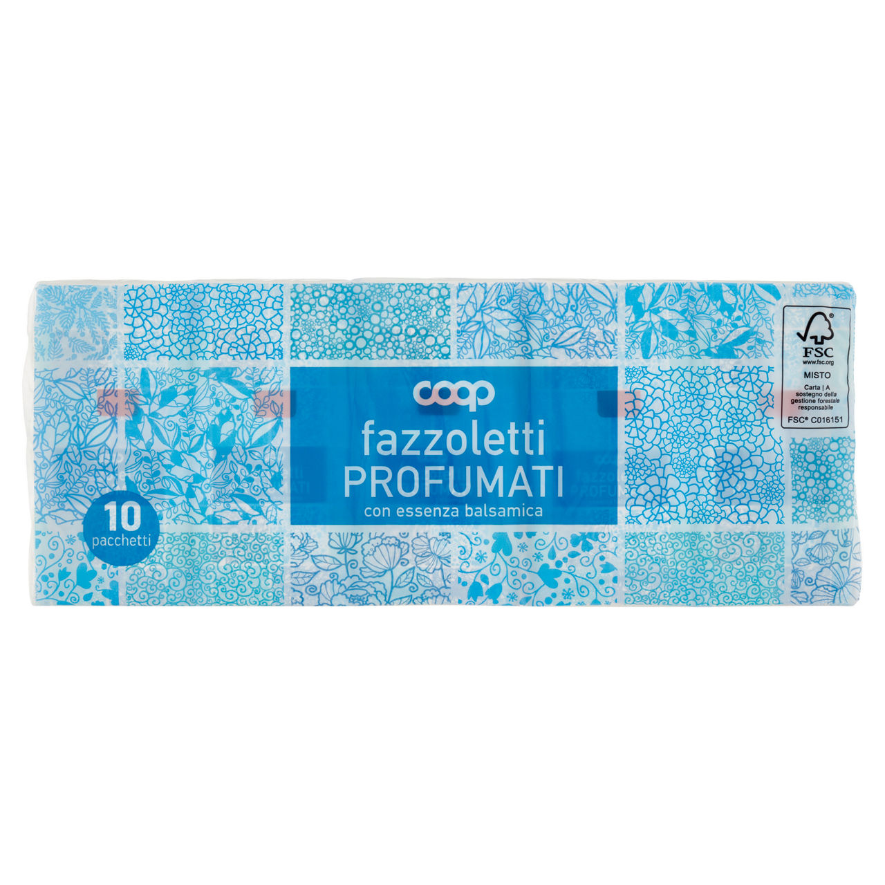 Fazzoletti di carta coop fsc balsamici 4 veli 9x10pc cellophane pz 1