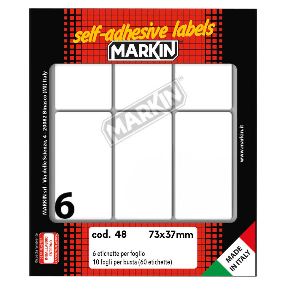 Etichette adesive bianche 73 x 37