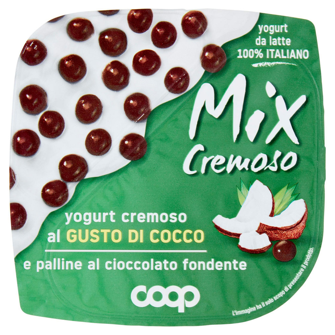 Yogurt cremoso al cocco con palline al cioccolato fondente 150 gr