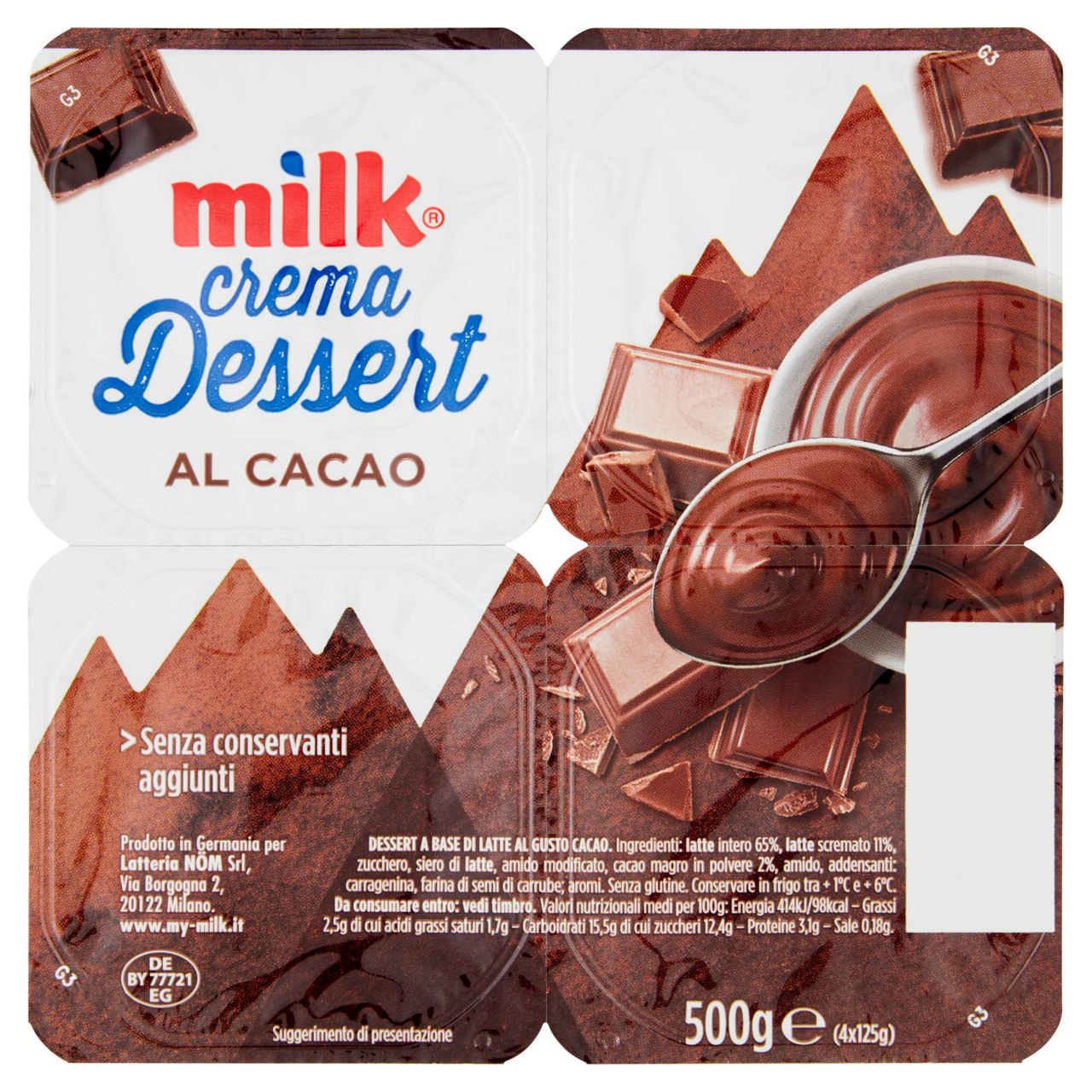 Crema dessert al cacao 4 pz da 125 gr