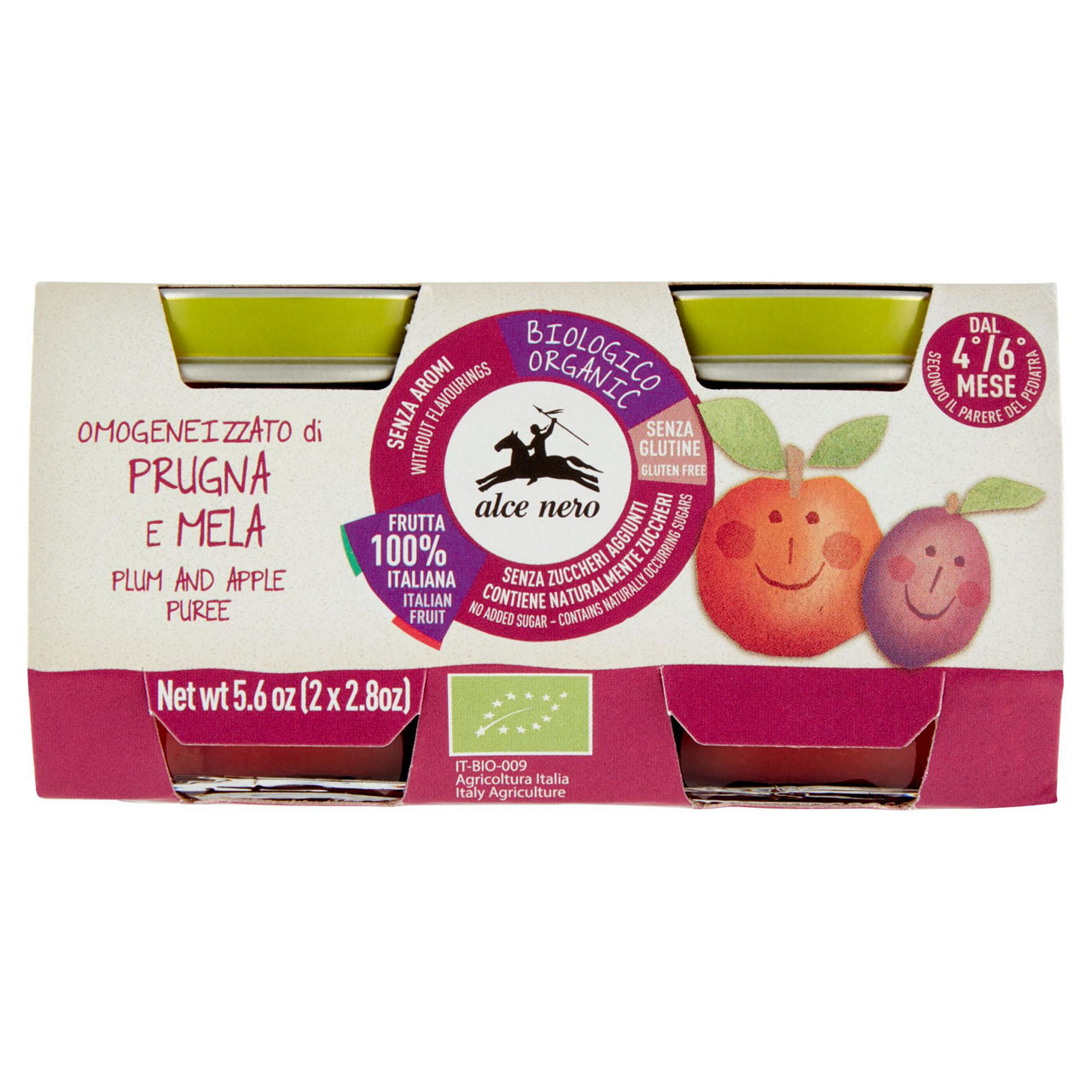 Omogeneizzato di prugna e mela bio 2 pz x 80 gr