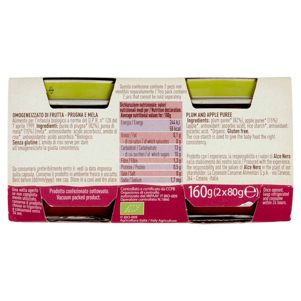 Omogeneizzato di prugna e mela bio 2 pz x 80 gr - Immagine 31
