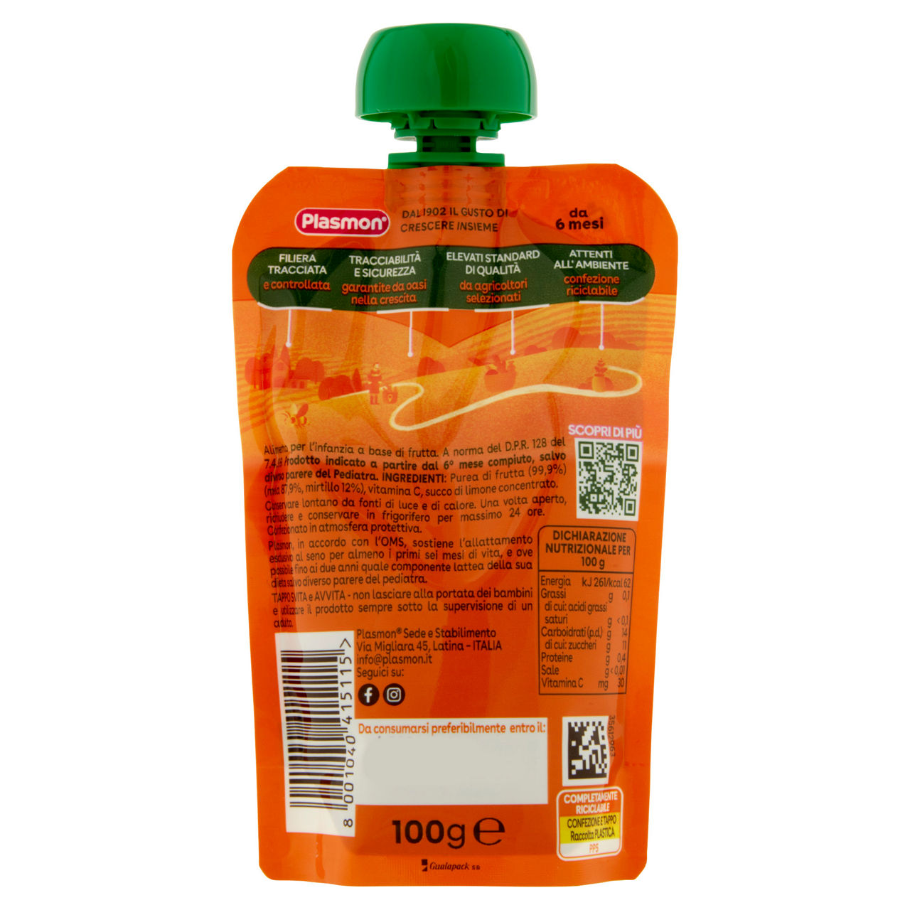 Pouch di mela e mirtillo 100 gr - Immagine 21