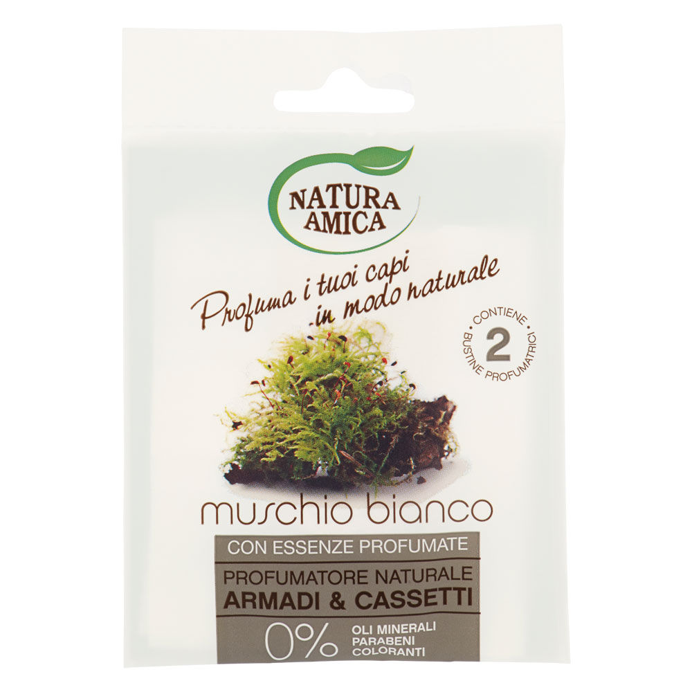 Profumatore naturale armadi e cassetti profumo di muschio bianco 2 pz