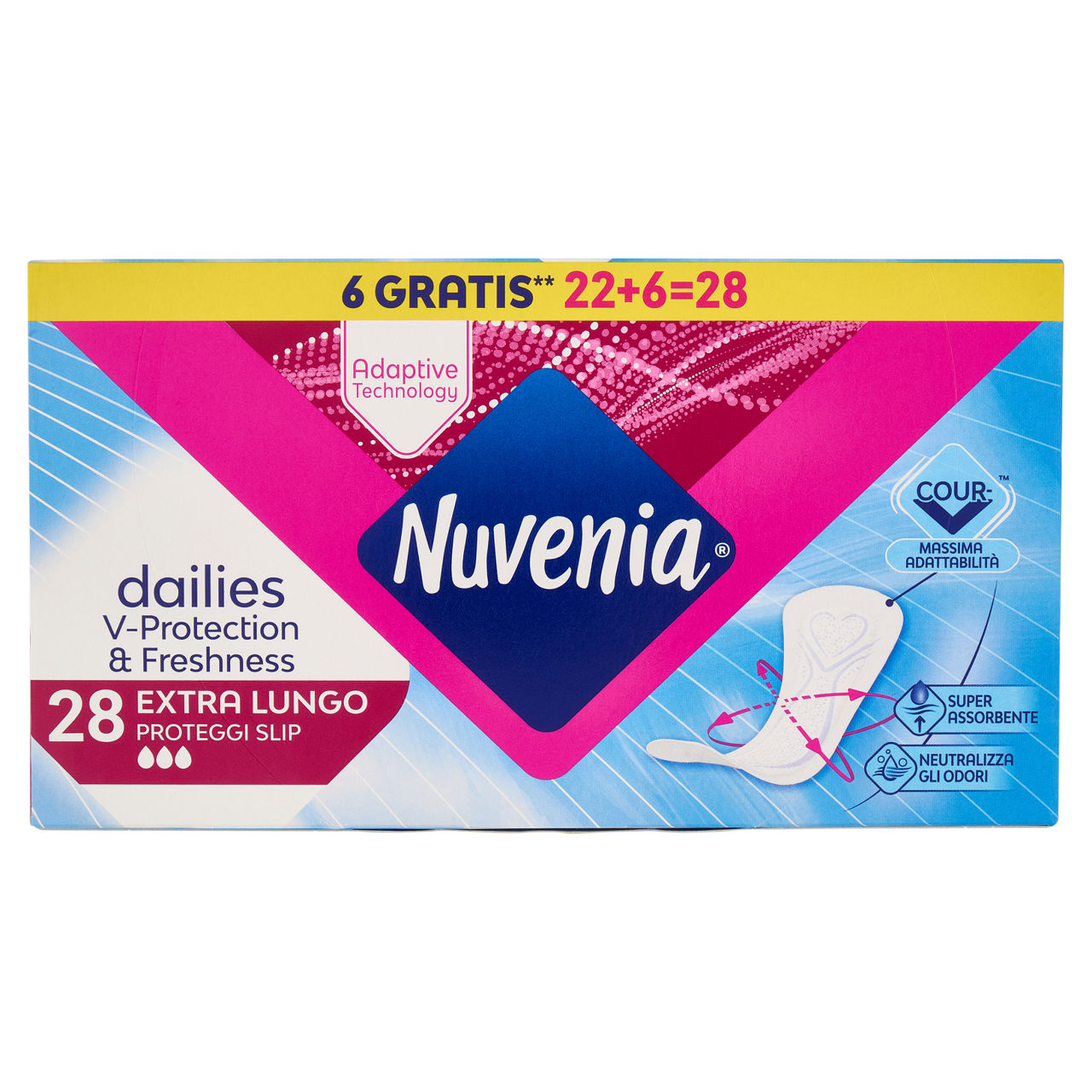 Proteggi slip nuvenia extra lungo con vitamina e pz 22 + 6 gratis - Immagine 01