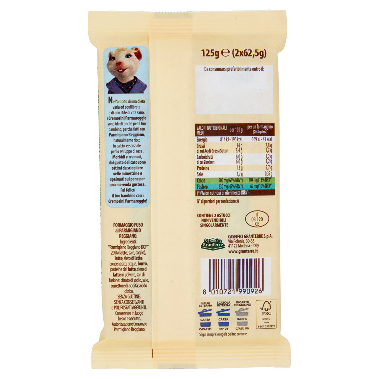 Formaggio fuso al Parmigiano Reggiano 6 pz 125 gr - Immagine 21
