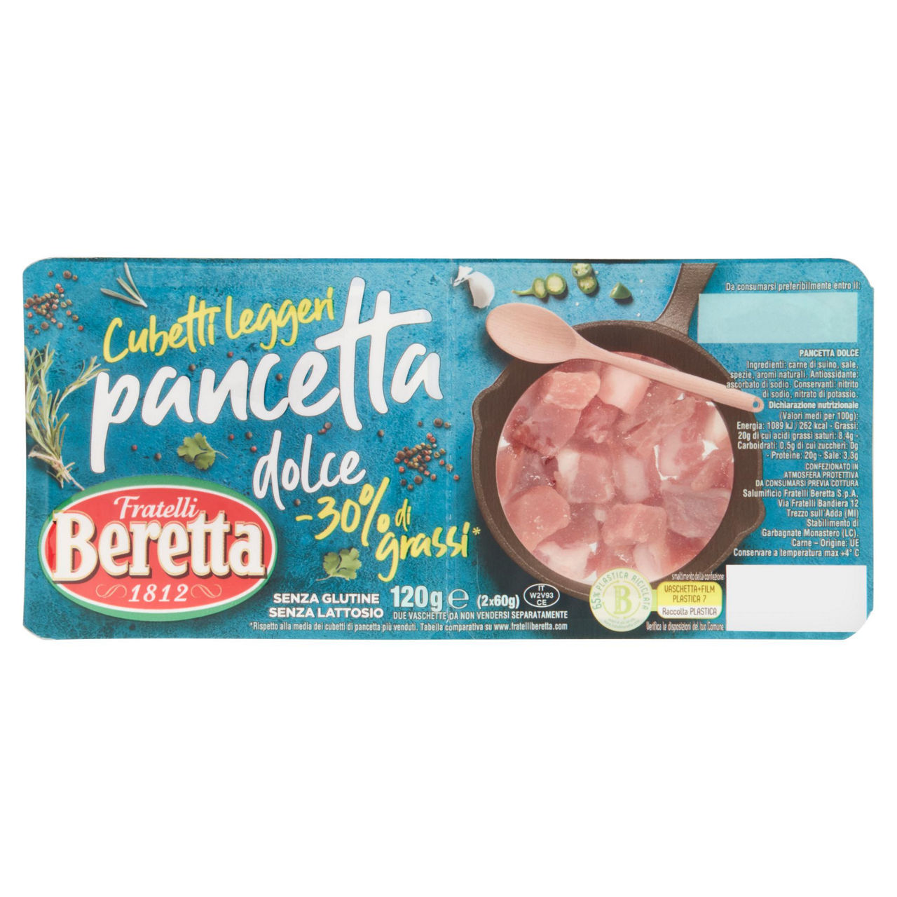 Pancetta dolce leggera a cubetti 2 pz 120 gr - Immagine 01