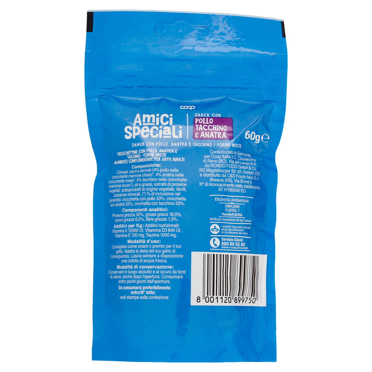 Snack per gatti con pollo tacchino e anatra 60 gr - Immagine 11